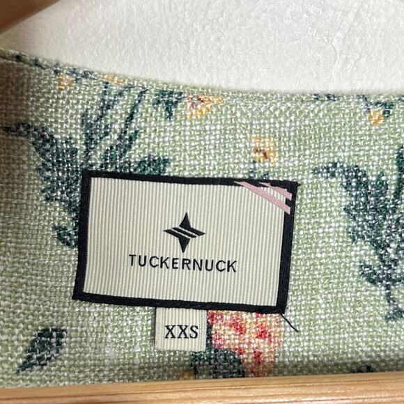 TUCKERNUCK Tapestry Floral Fringe Blouse Mint Green Sz XXS {3Y3} - Picture 4 of 5